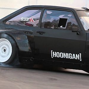 [HOONIGAN] Ken Block Slays Tires in the Gymkhana Escort at the Donut Garage