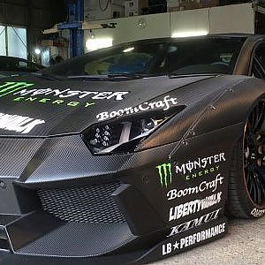 Liberty Walk Lamborghini Aventador with Monster Livery Looks